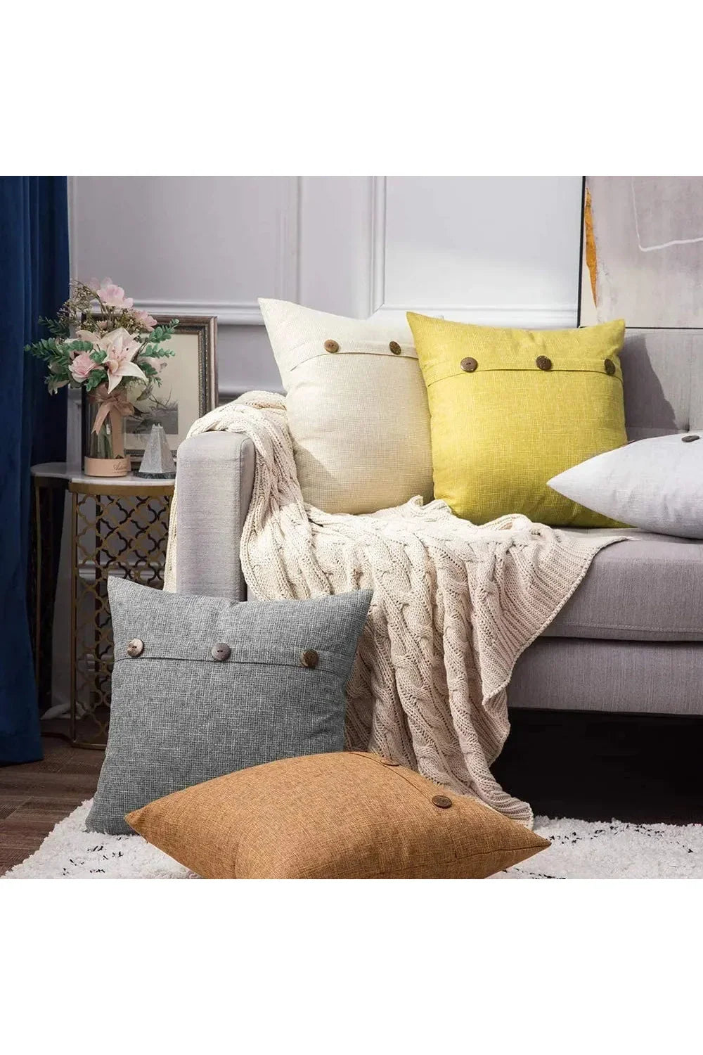 Nordic Button Pillowcase