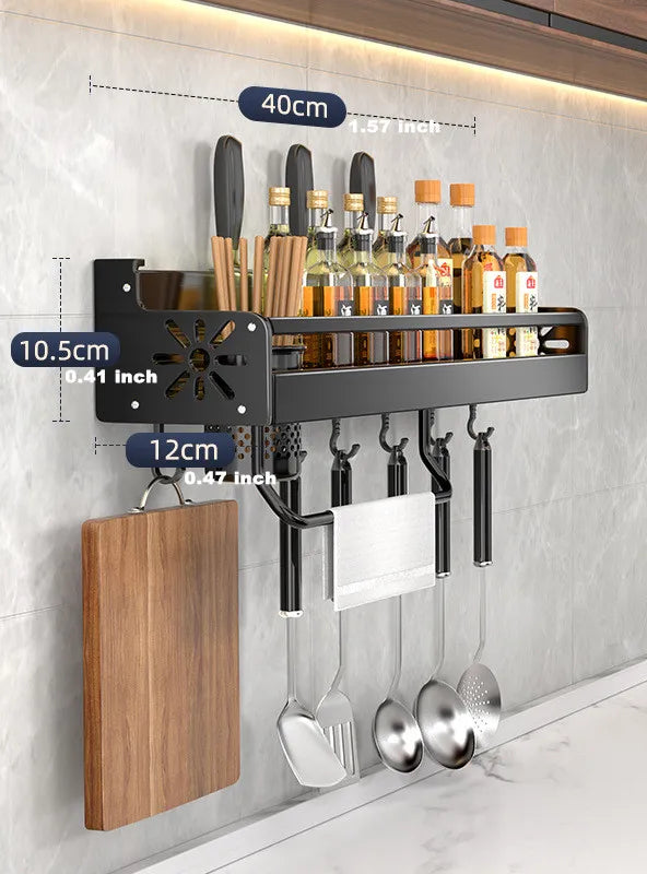 Metal Kitchen Wall Shelf - Self-Adhesive & Screwable