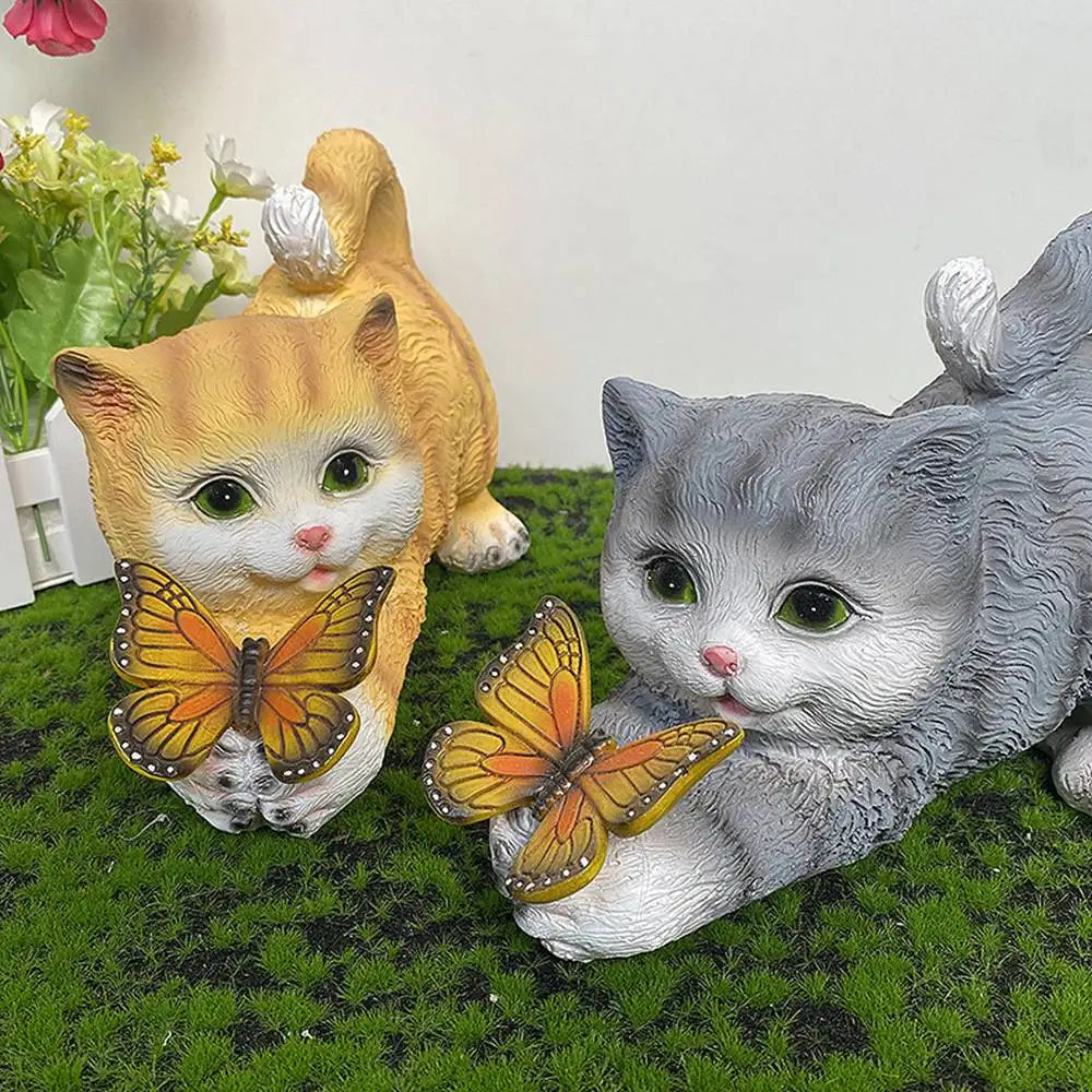 Butterfly Catcher Katzen-Dekoleuchte aus Kunstharz