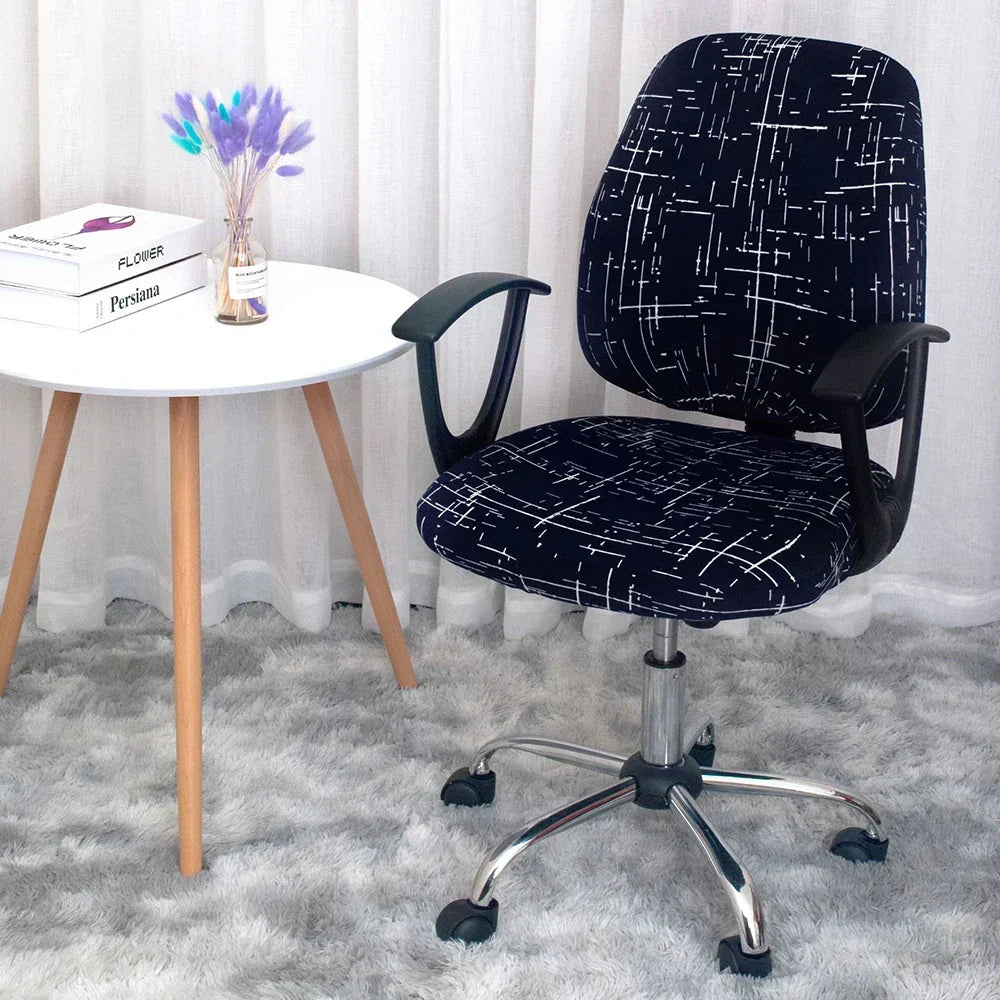 2-piece Split Office Rose Chair Covers