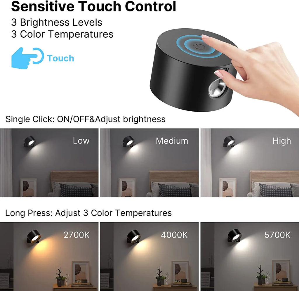 Verstellbare LED-Wandleuchte mit Touch-Steuerung