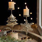 Weihnachtliche Kerzenhalter - Stern- und Tannenbaum-Design