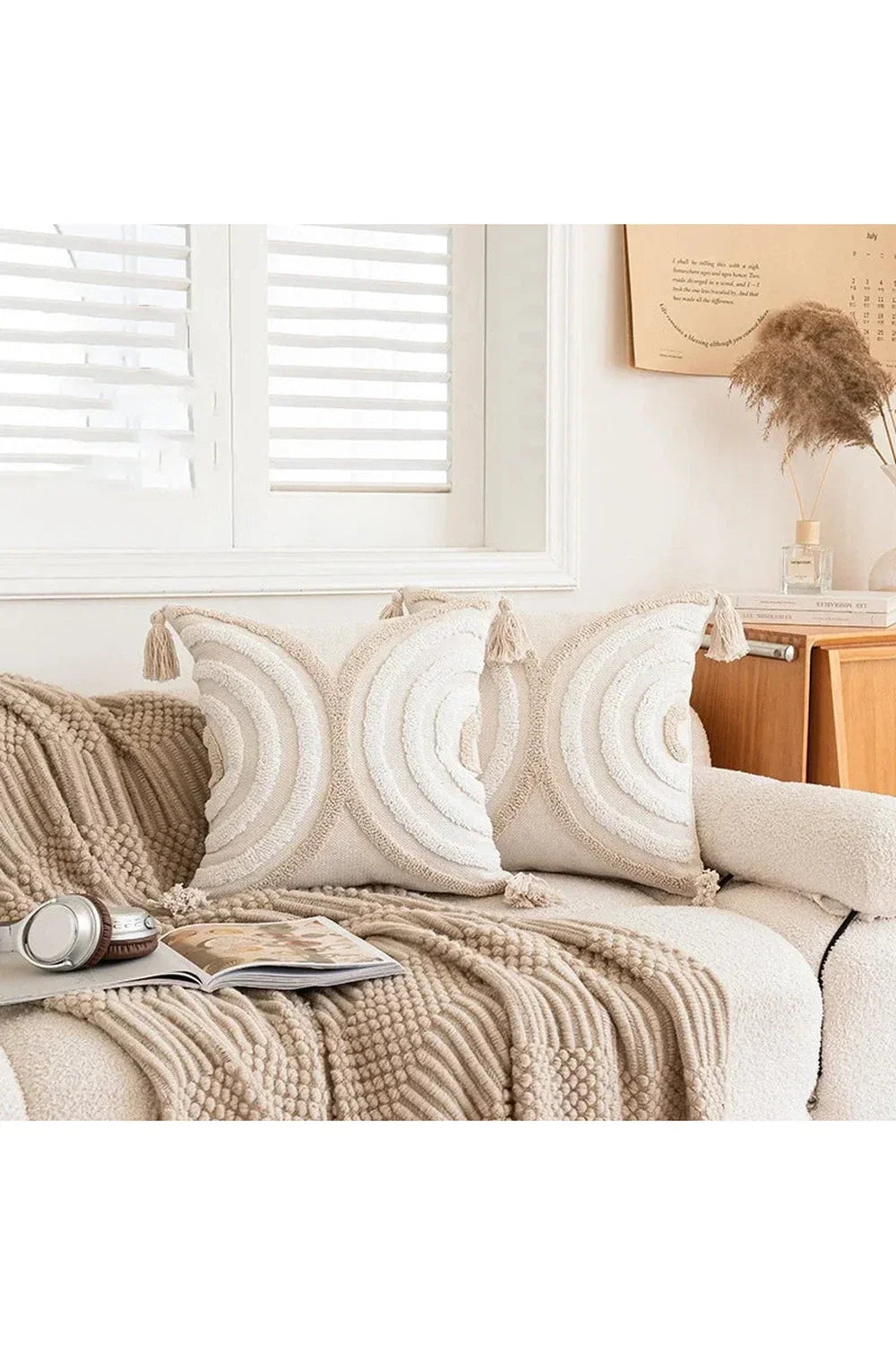 Tufted Beige Cushion Cover