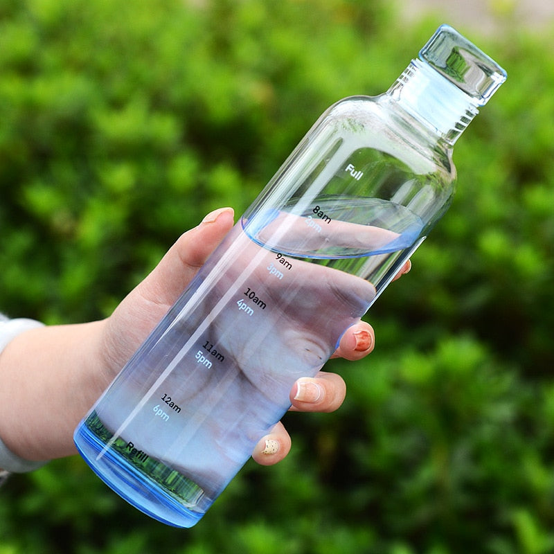 Heat-Resistant Glass Water Bottle with Time Scale