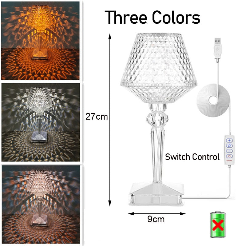 Diamond Glow Wiederaufladbare Kristall-Tischlampe