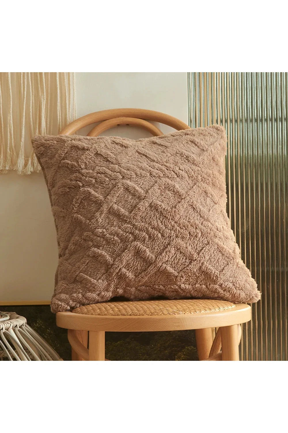 Geometric Plush Sofa Pillow Cover