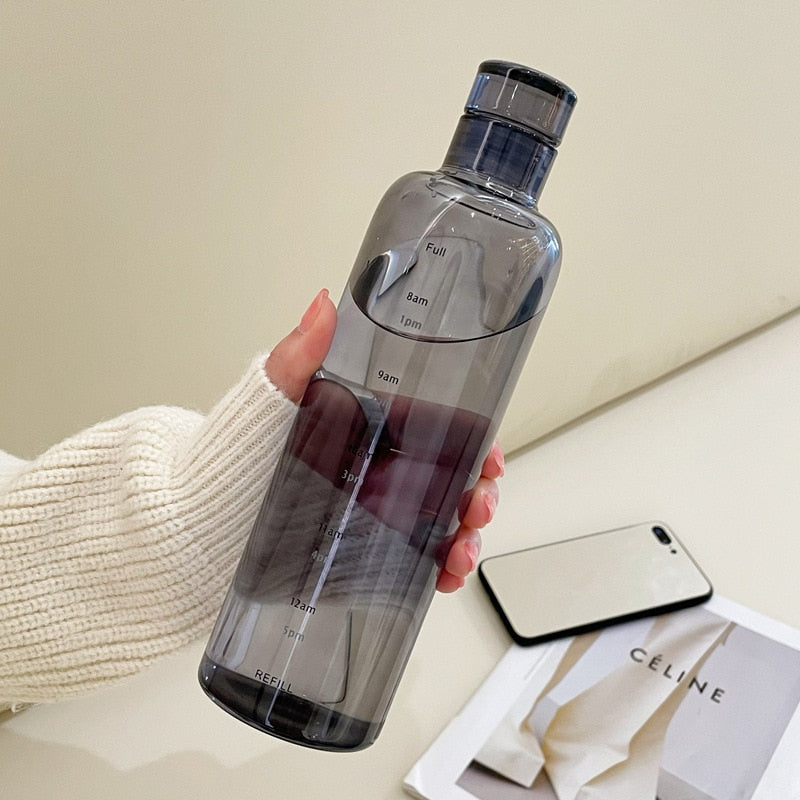 Heat-Resistant Glass Water Bottle with Time Scale