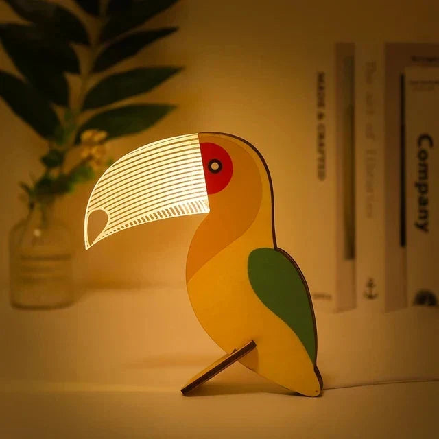Charmante LED-Nachttischlampen aus Holz in Tierform