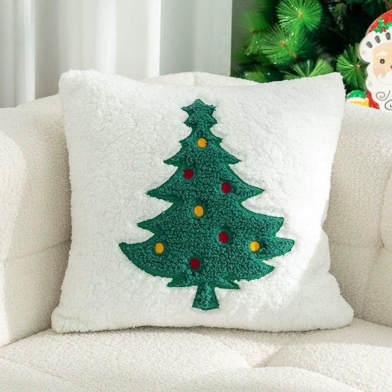Flannel Embroidered Santa Claus Throw Pillow