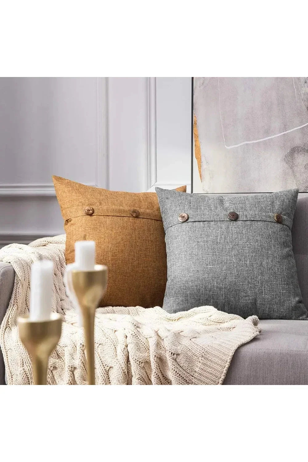 Nordic Button Pillowcase