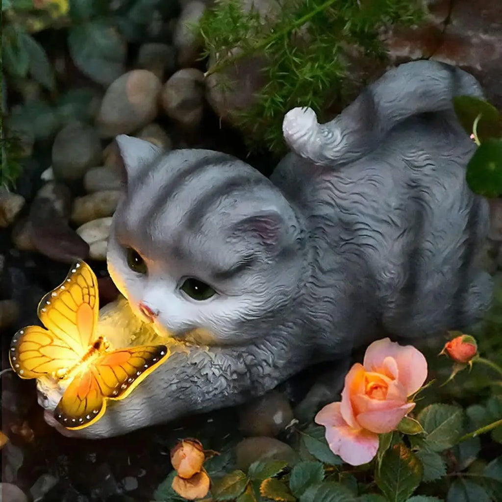 Butterfly Catcher Katzen-Dekoleuchte aus Kunstharz