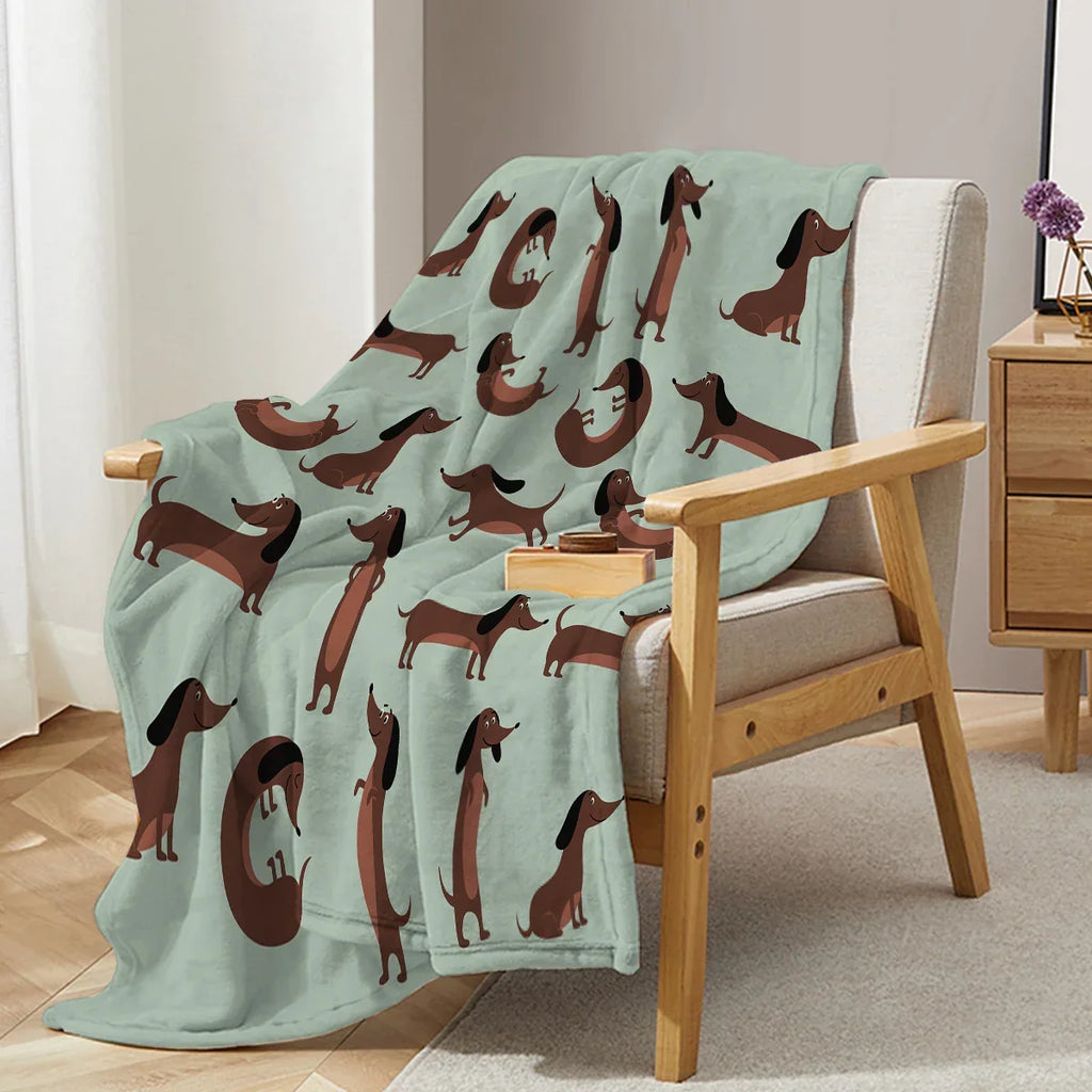 DoxiDream Fleece Blanket with Dachshund Print