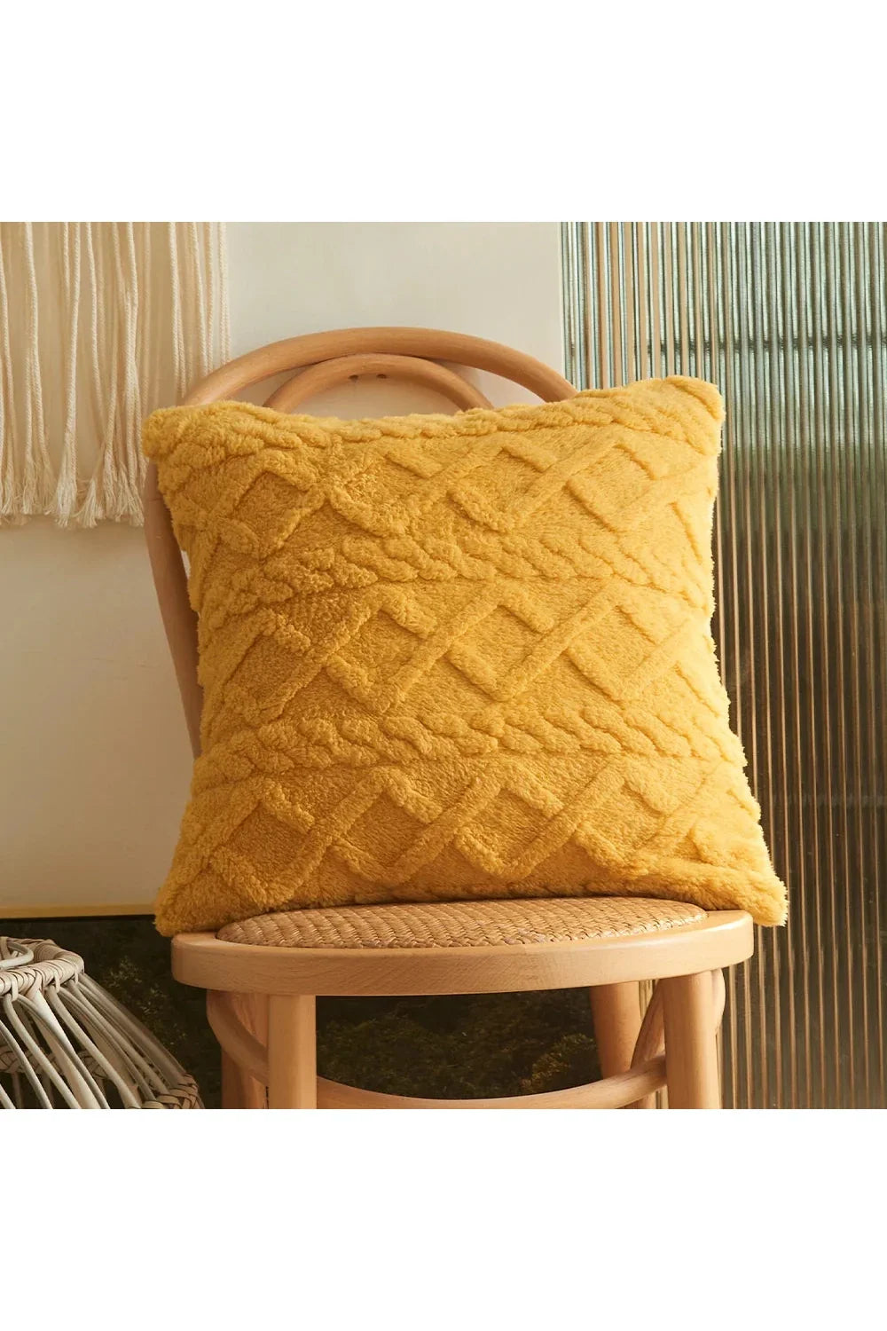 Geometric Plush Sofa Pillow Cover