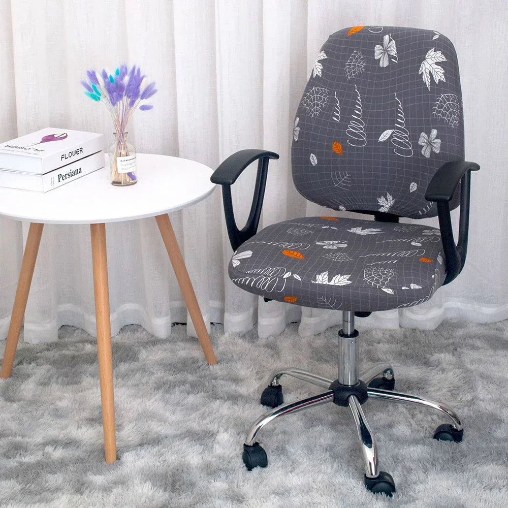 2-piece Split Office Rose Chair Covers