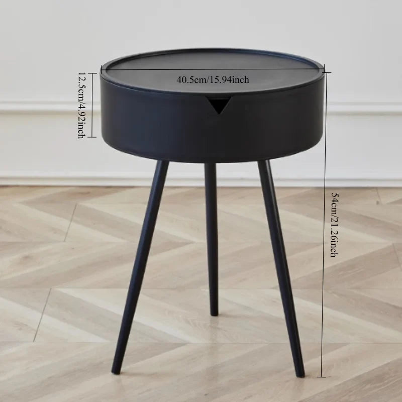 Round Plastic Side Table with Storage