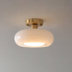 Deckenleuchte Glaskuppel 28 cm x 18 cm Gold Weiß Orange Badezimmer Retro