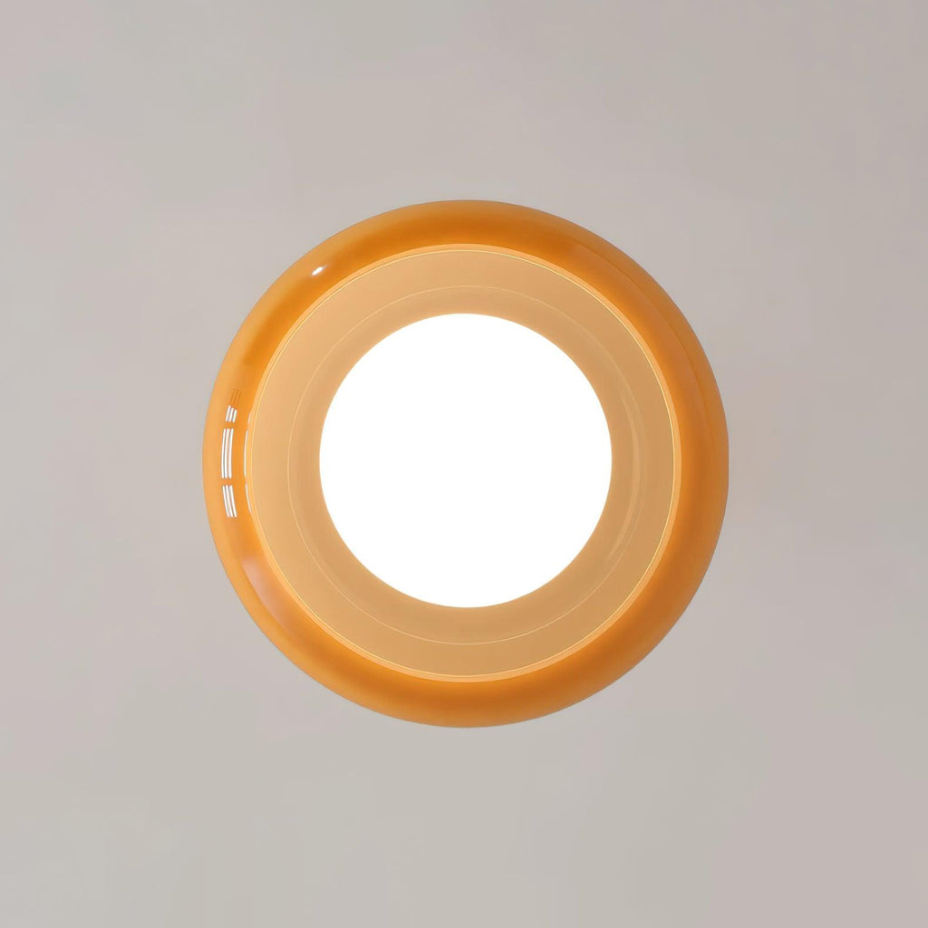 Deckenleuchte Glaskuppel 28 cm x 18 cm Gold Weiß Orange Badezimmer Retro