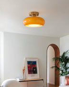 Deckenleuchte Glaskuppel 28 cm x 18 cm Gold Weiß Orange Badezimmer Retro