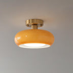 Deckenleuchte Glaskuppel 28 cm x 18 cm Gold Weiß Orange Badezimmer Retro