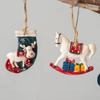 Klassische Weihnachtsdekoration – Hängende Weihnachtsstrümpfe mit Elch-Design
