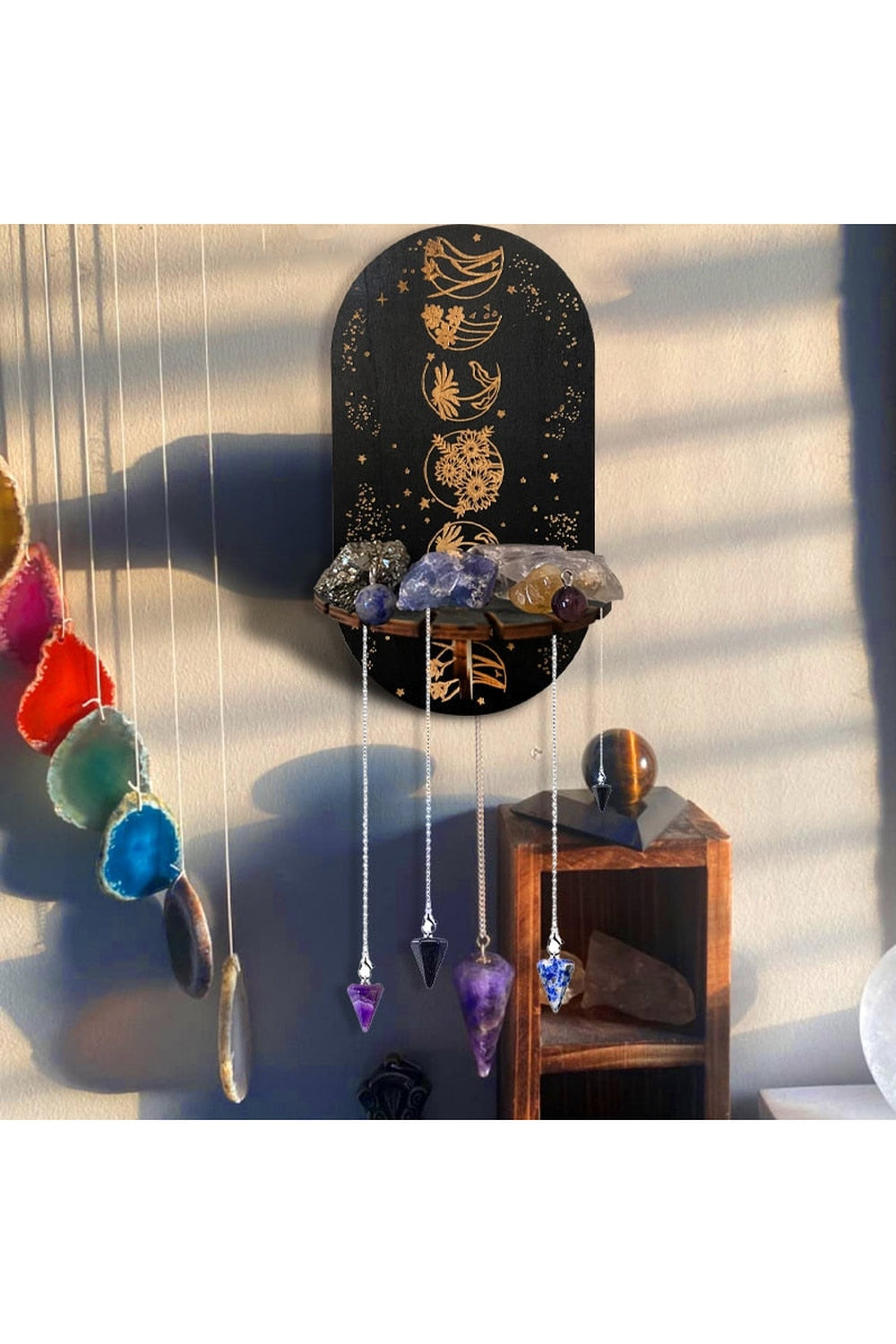Black hanging shelving system