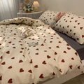 Twin, Full & Queen Duvet Cover Set – Soft Korean-Style Bedding with Heart Design