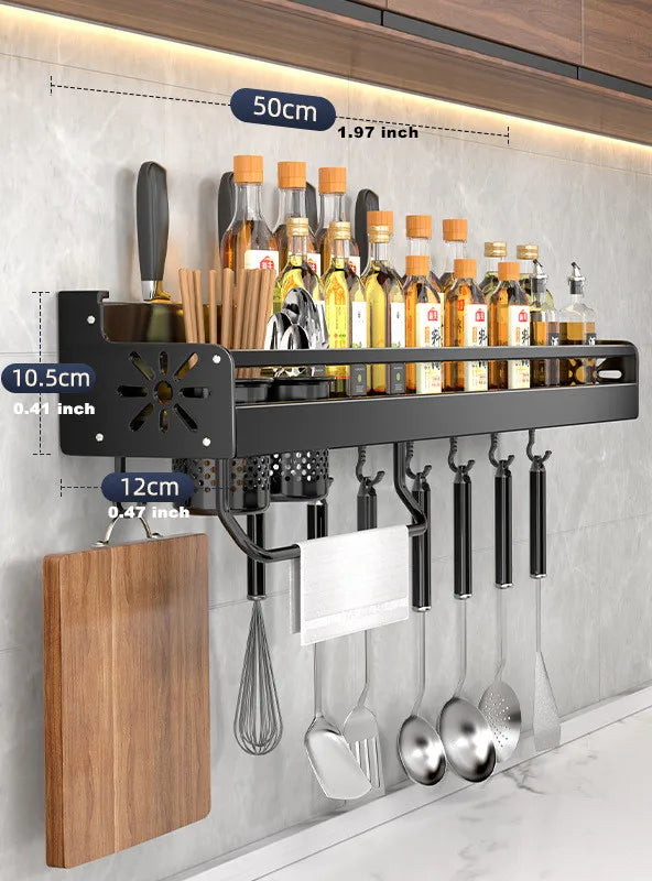 Metal Kitchen Wall Shelf - Self-Adhesive & Screwable