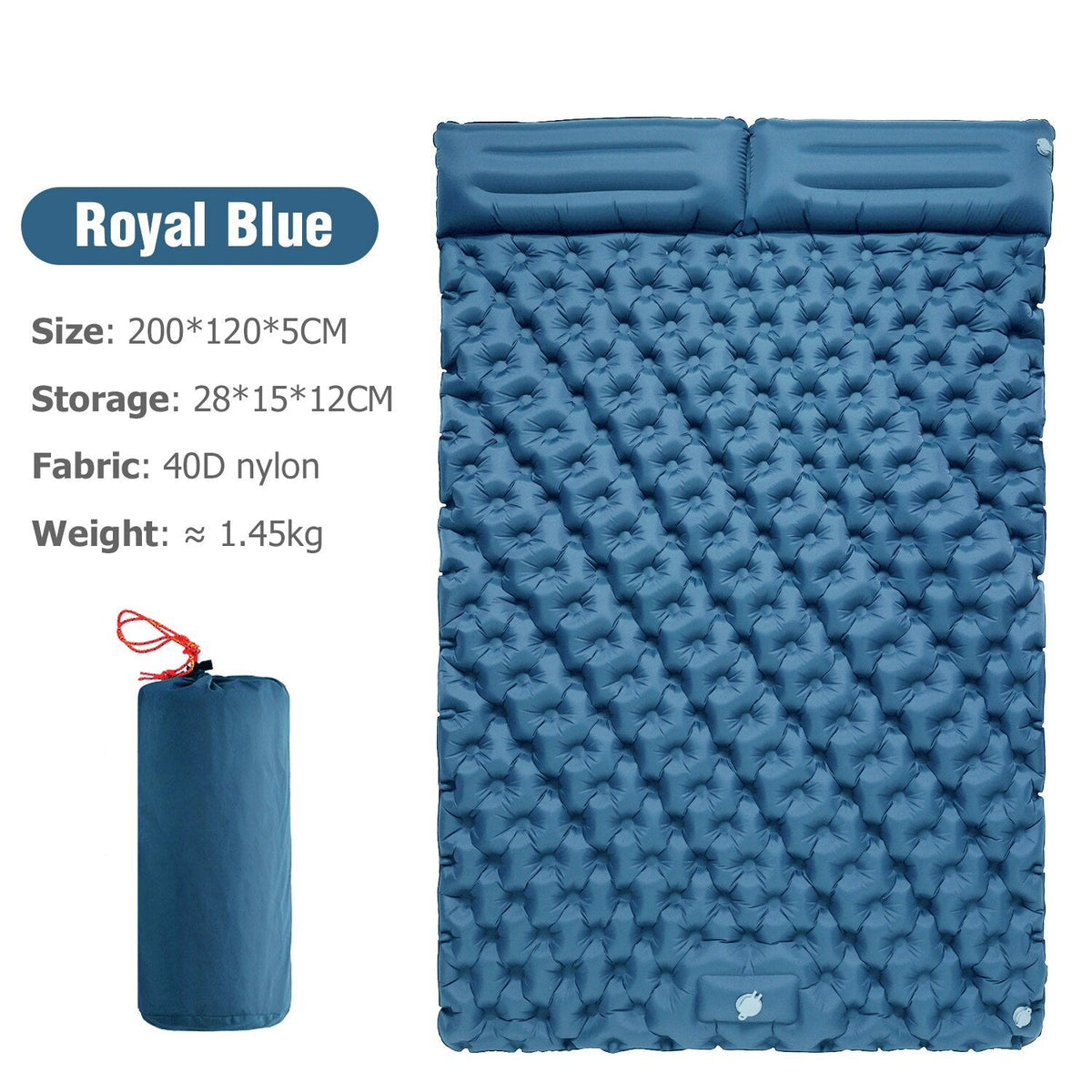 Tragbares aufblasbares Campingbett mit integriertem Kissen