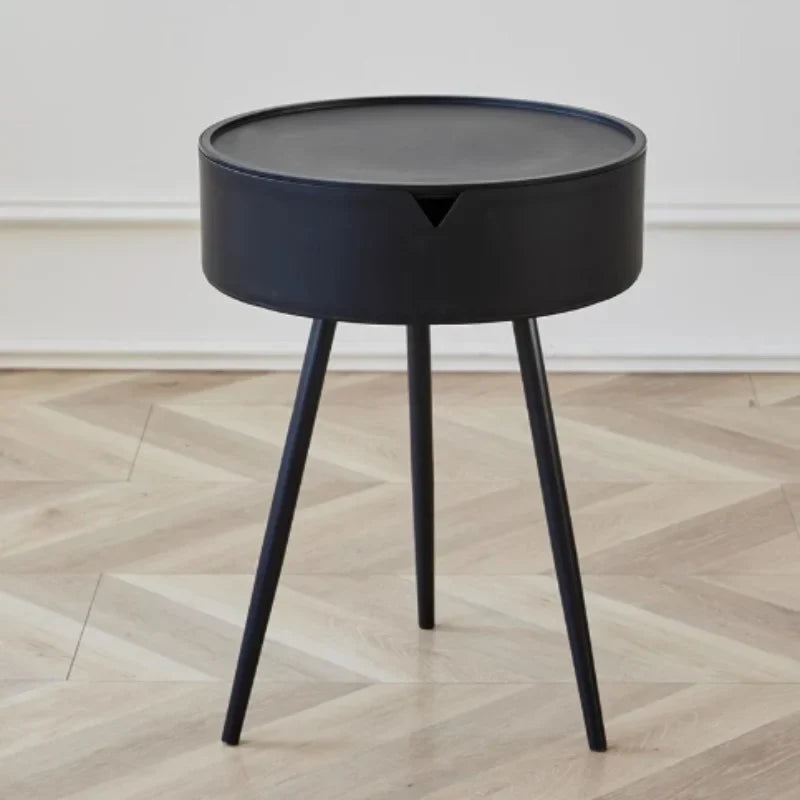 Round Plastic Side Table with Storage