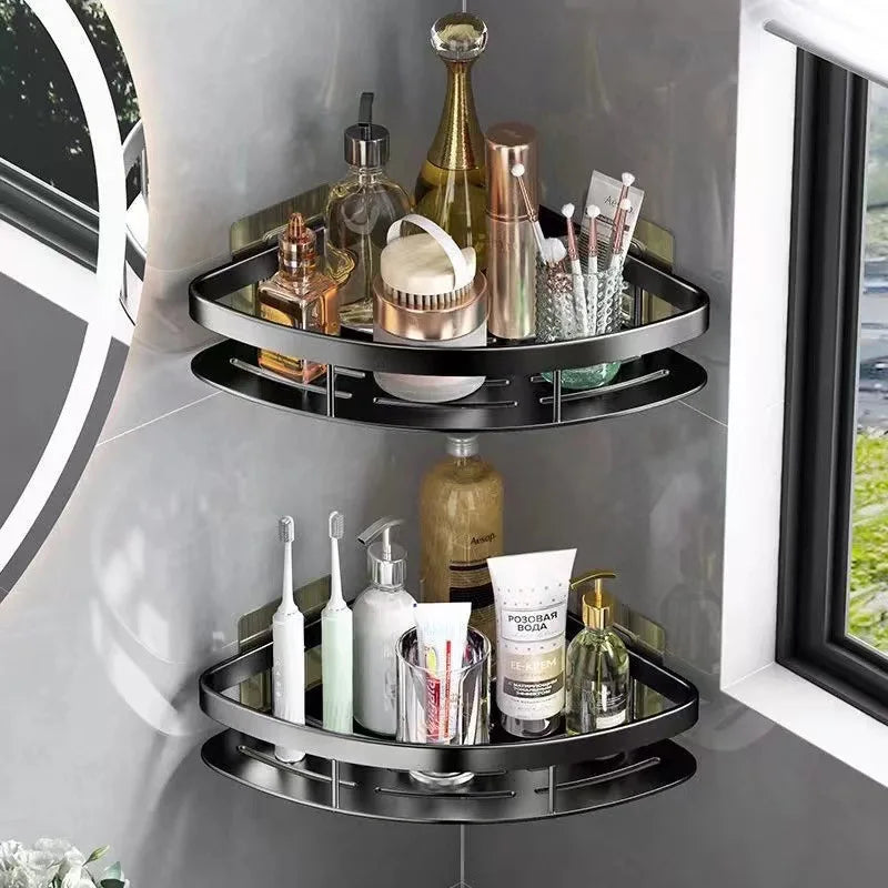 Eckregal aus Aluminium – platzsparender Badezimmer-Organizer ohne Bohren