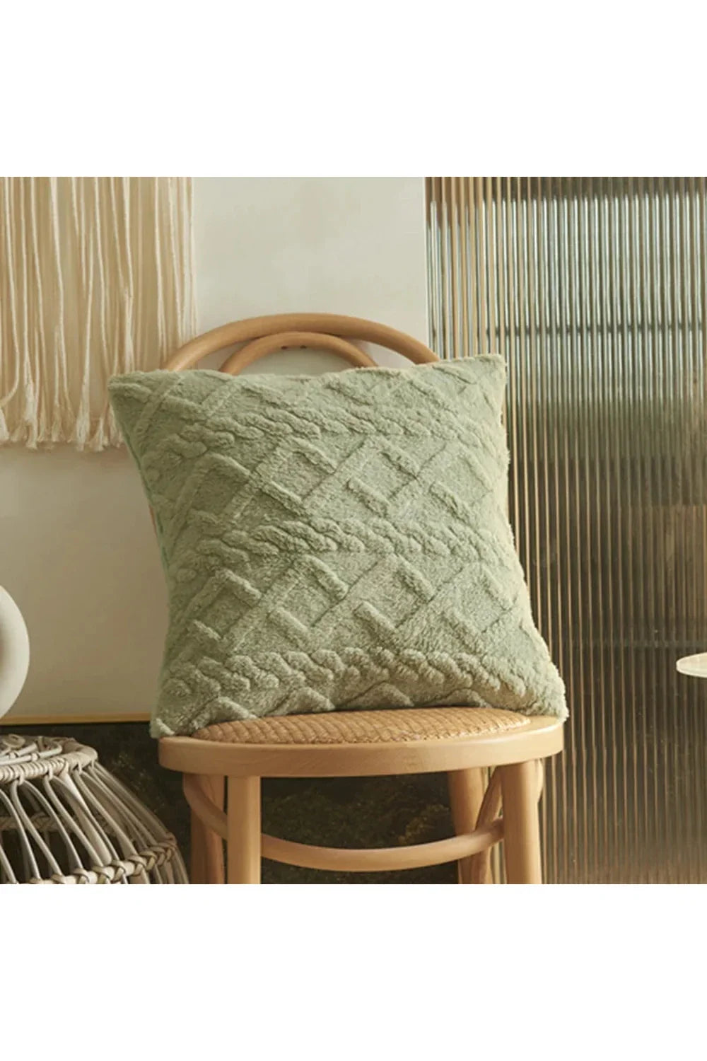 Geometric Plush Sofa Pillow Cover