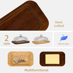 Butterdose mit Glasdeckel und Holzunterteil