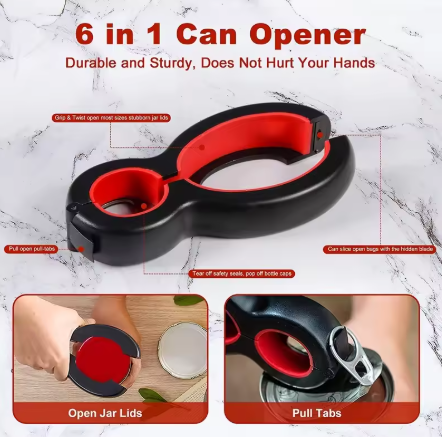 6-in-1 Küchenöffner für Flaschen & Gläser