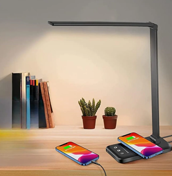 Zeitgenössische verstellbare LED-Tischleuchte mit Ladefunktion