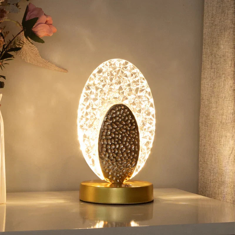 Kristall-LED-Tischleuchte: Dimmbar, USB-Ladefunktion, Touch- & Fernbedienung