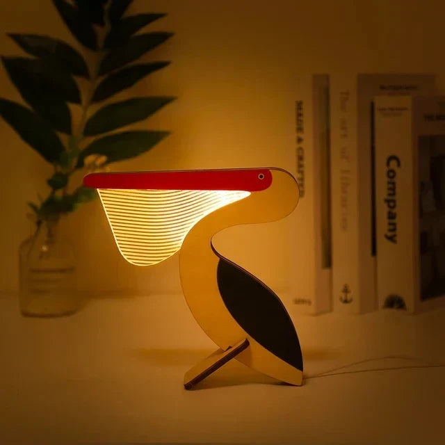 Charmante LED-Nachttischlampen aus Holz in Tierform