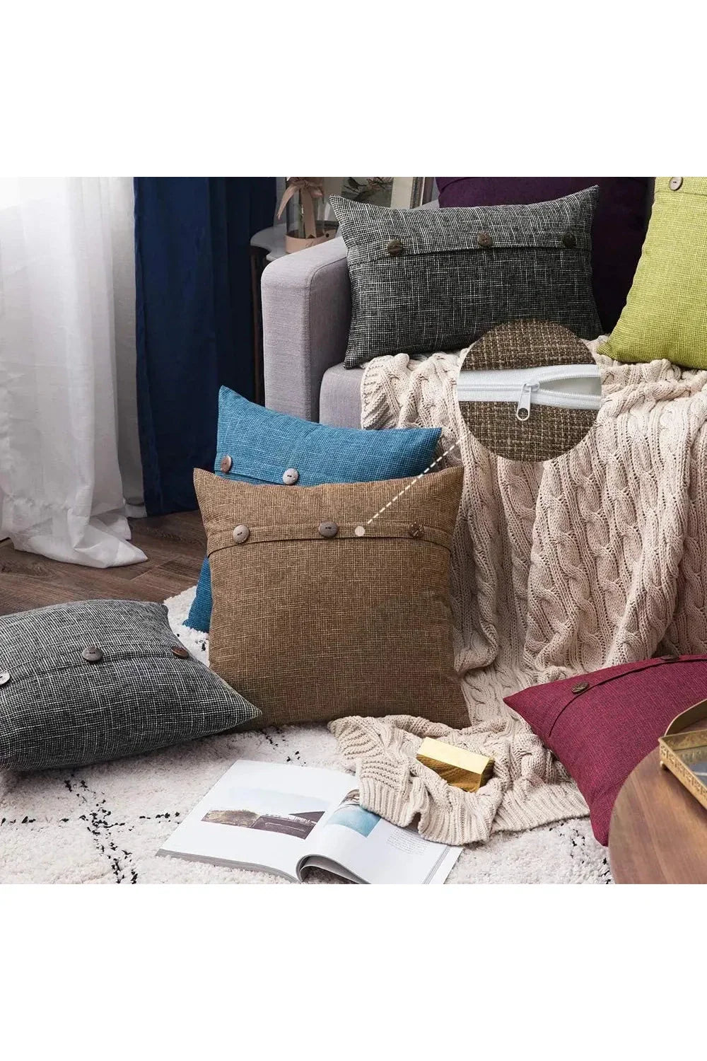 Nordic Button Pillowcase