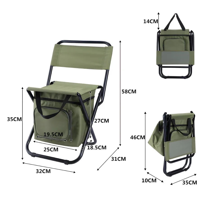 Portable Folding Outdoor Stool with Built-in Cooling Bag