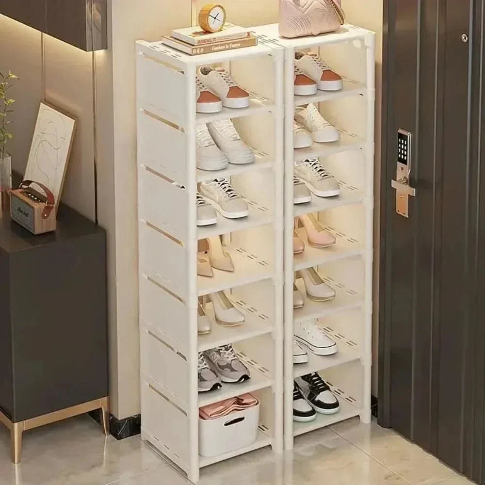 Platzsparendes Schuhregal – Stapelbar für Ecken