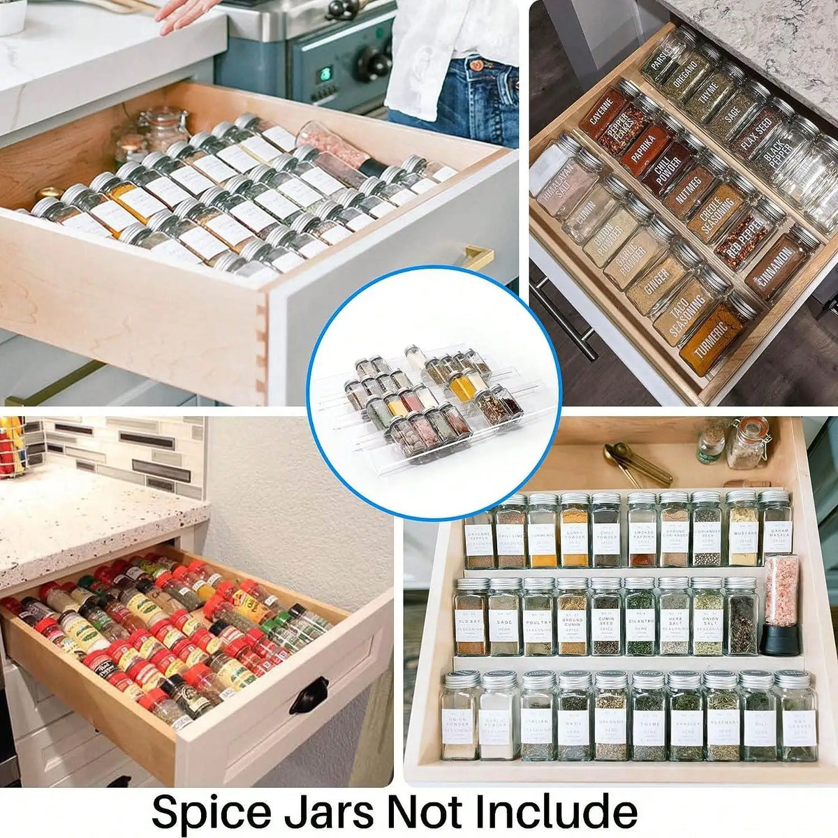 Acrylic Spice Drawer Organizer, 2-Tier, Angled & Stackable