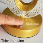 Kristall-LED-Tischleuchte: Dimmbar, USB-Ladefunktion, Touch- & Fernbedienung