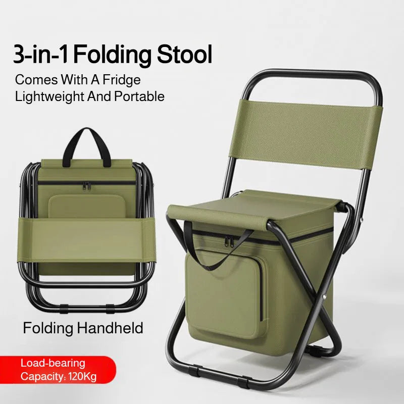 Portable Folding Outdoor Stool with Built-in Cooling Bag