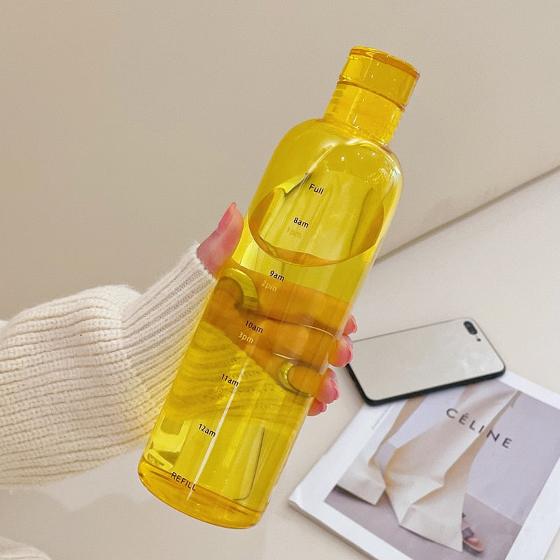 Heat-Resistant Glass Water Bottle with Time Scale