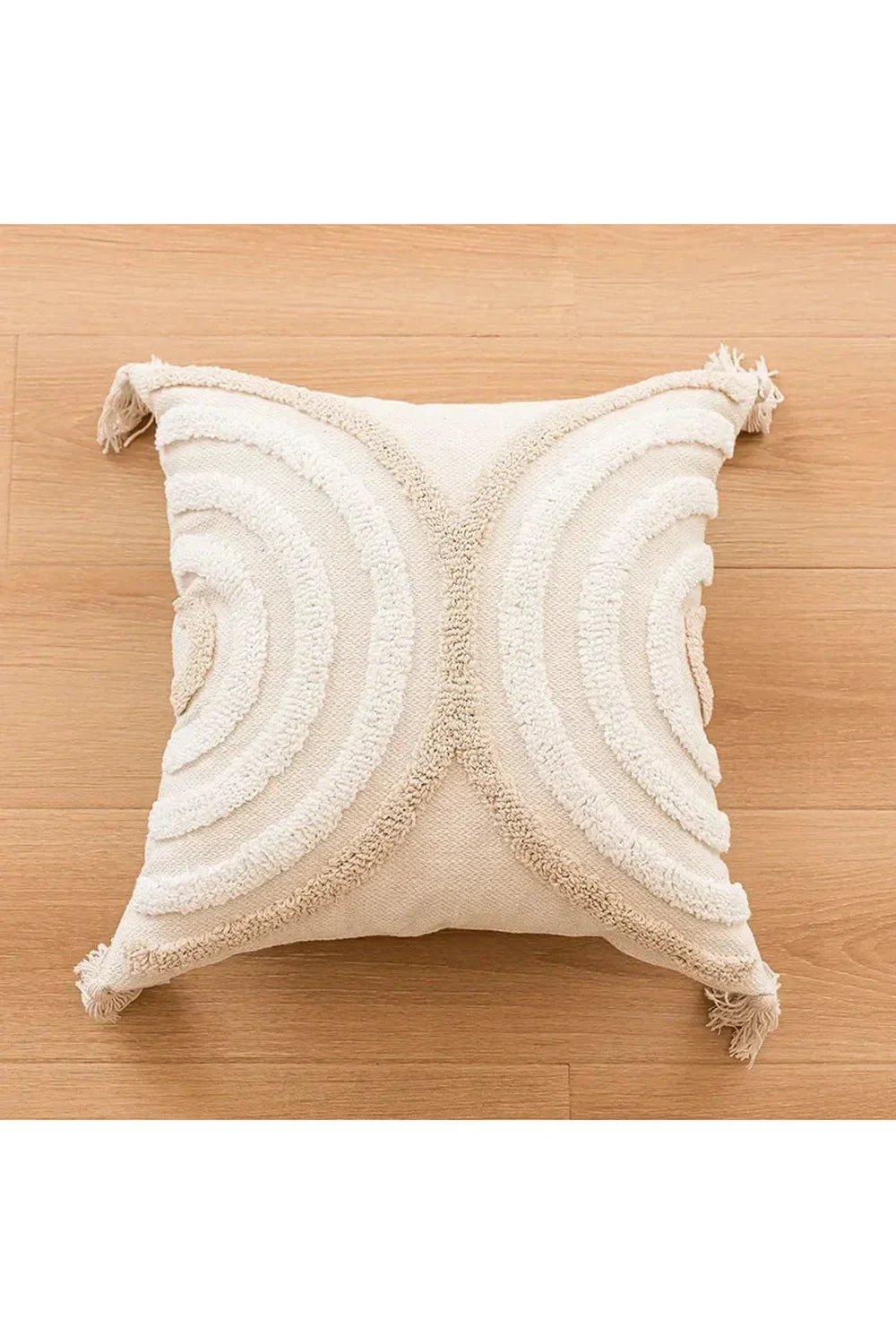 Tufted Beige Cushion Cover