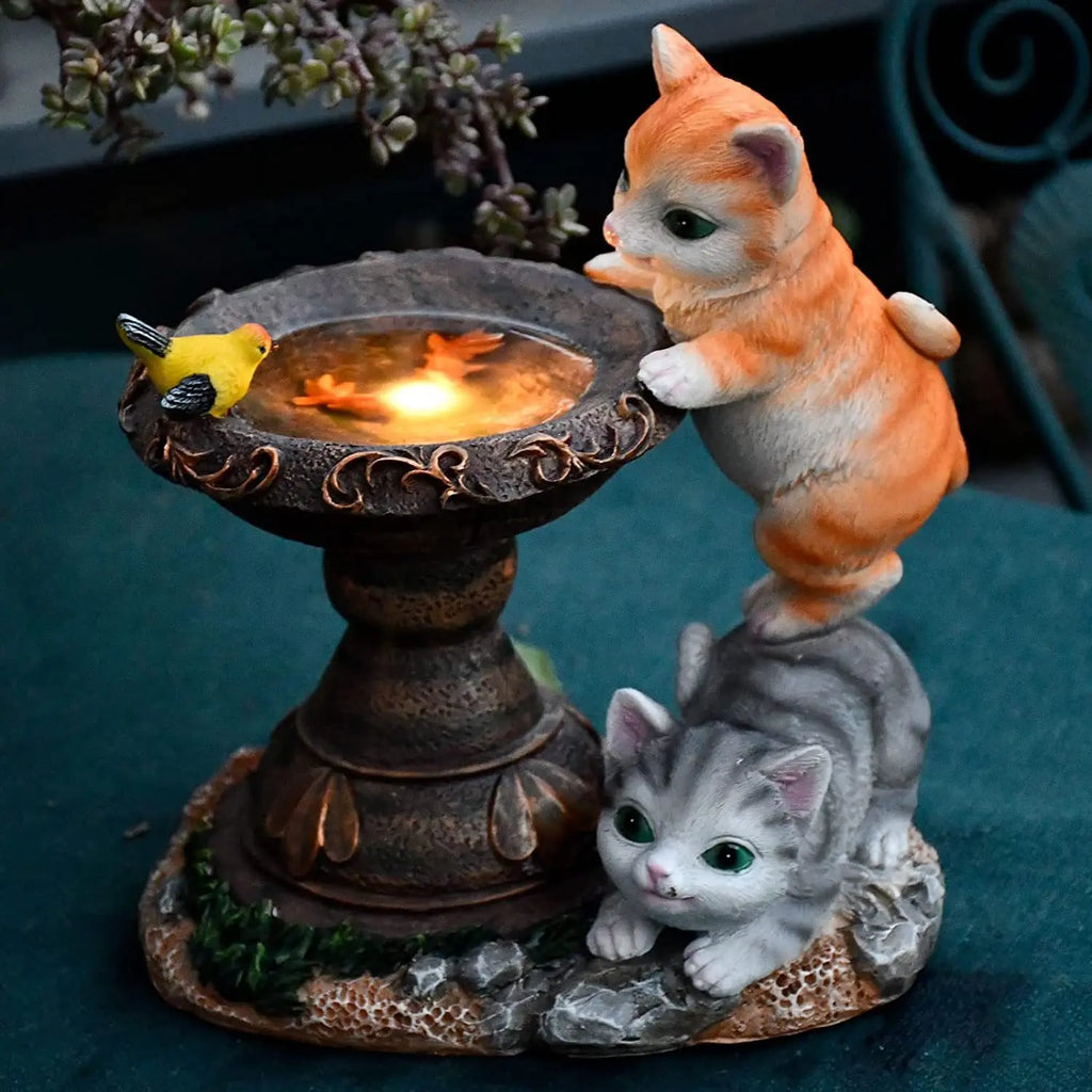 Butterfly Catcher Katzen-Dekoleuchte aus Kunstharz