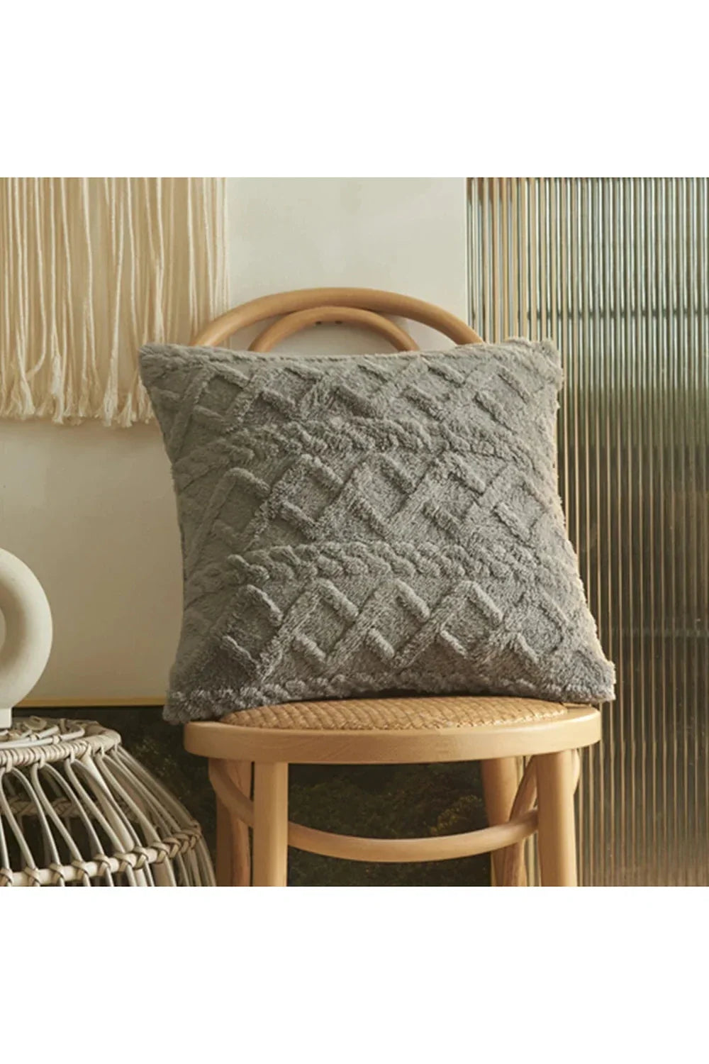 Geometric Plush Sofa Pillow Cover