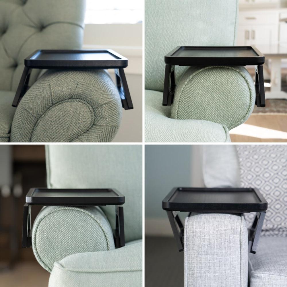 Adjustable Sofa Arm Tray Table for Drinks, Snacks & Remote Control Storage