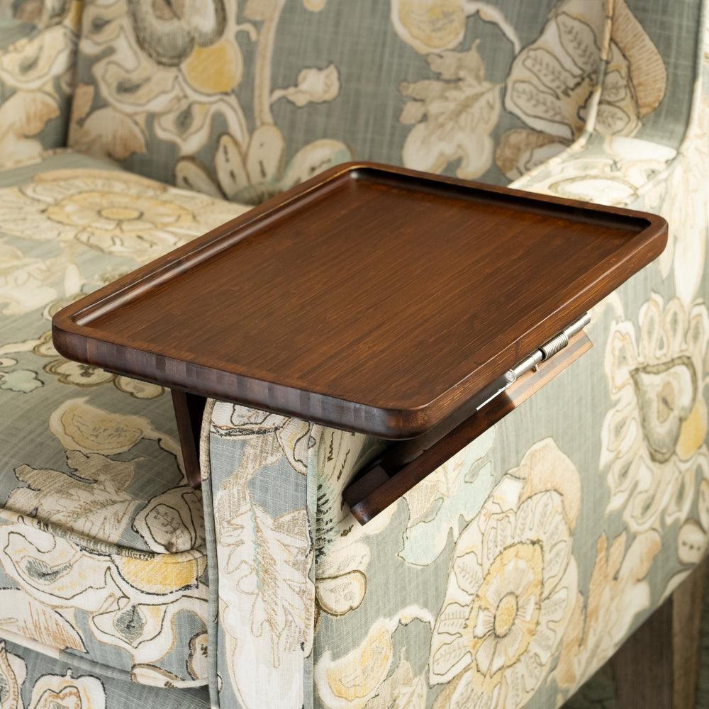 Adjustable Sofa Arm Tray Table for Drinks, Snacks & Remote Control Storage