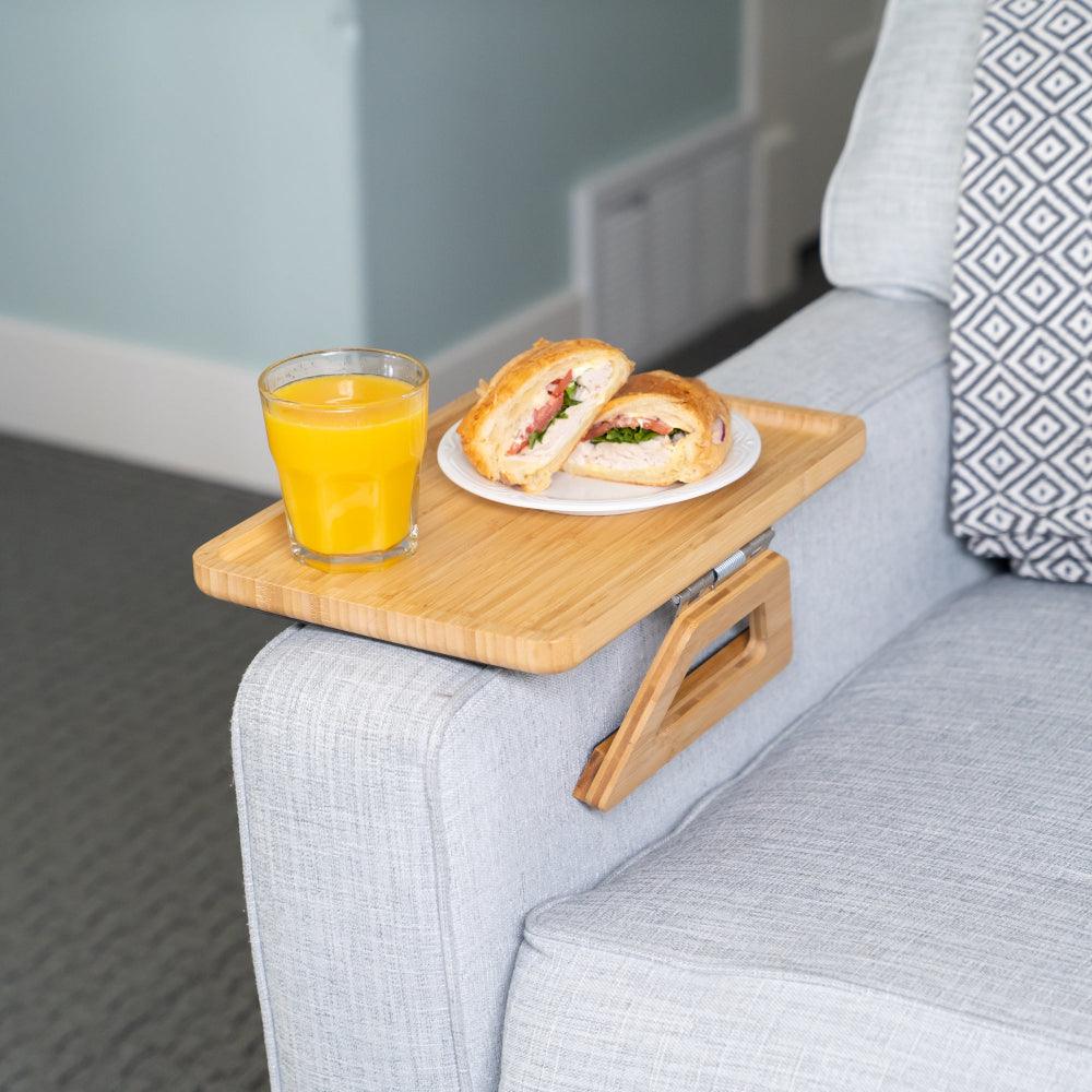 Adjustable Sofa Arm Tray Table for Drinks, Snacks & Remote Control Storage