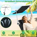 Sonnenliege mit Rädern und Sonnendach, klappbar